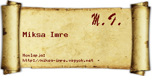 Miksa Imre névjegykártya
